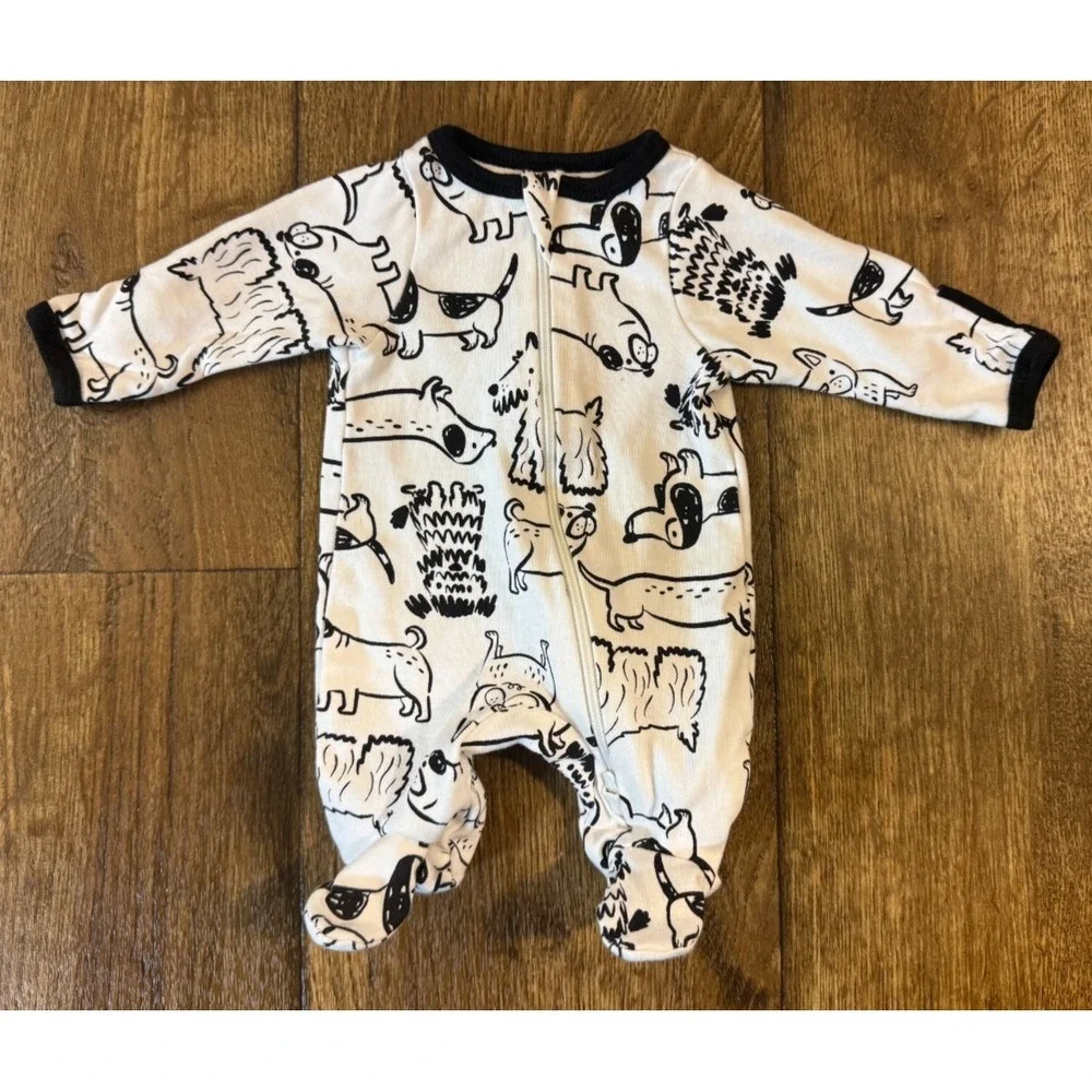 Wonder Nation Baby Boy Sleeper Preemie Zipper Outfit Romper One Piece Pajama Dog